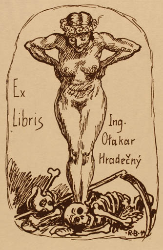 Exlibris by Robert Budzinski from Germany for Ing. Otakar Hradecny - Death Woman 