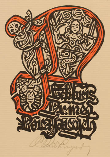 Exlibris by Max Kislinger from Austria for Dr. med. Dora Jarosch - Death Woman 