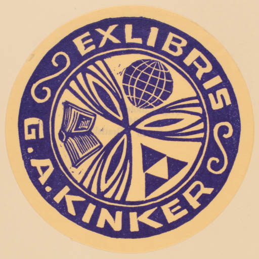 Exlibris by Karl Frech from Czech Republic for G. A. Kinker - Book Globe 