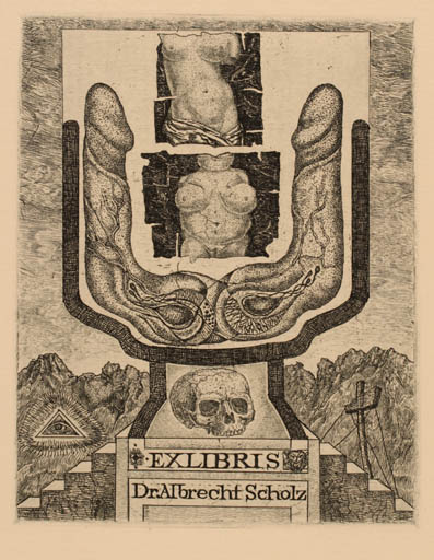 Exlibris by Heinz Plank from Germany for Dr. Albrecht Scholz - Erotica Ex Erotica 