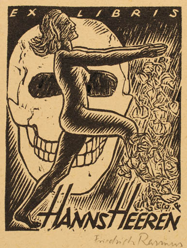 Exlibris by Friedrich Rasmus from Germany for Hanns Heeren - Death Woman 