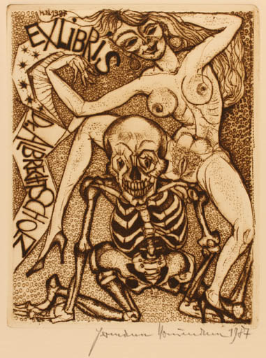 Exlibris by Hermann Naumann from Germany for Dr. Albrecht Scholz - Death Erotica 