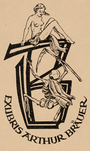 Exlibris by Rudolf Pongratz from Germany for Dr. Arthur Bräuer - Death Woman 