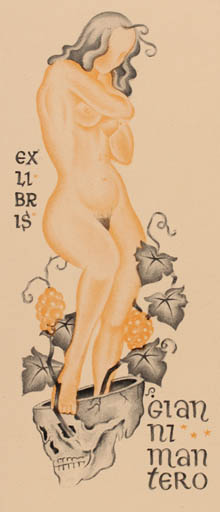 Exlibris by H. Schaerven from Norway for Gianni Mantero - Death Woman 