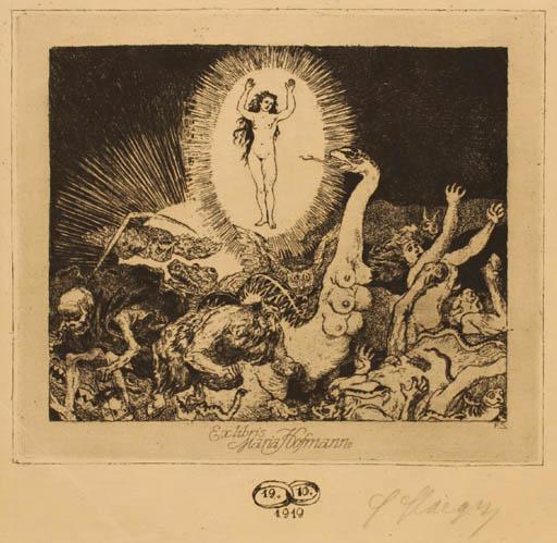 Exlibris by Ferdinand Staeger from Schwitzerland for Maria Hofmann - Death Woman 