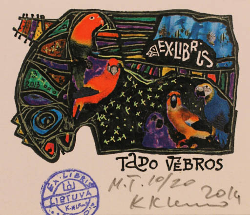 Exlibris by Klemensas Kupriunas from Lithuania for Tado Vebros - Abstract Bird 