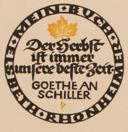 Exlibris by Ottmar Premstaller from Austria for Elsbeth Rhonheimer - Text/Writing 