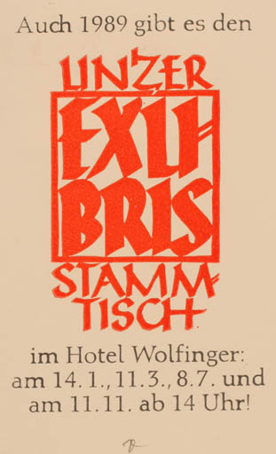 Exlibris by Ottmar Premstaller from Austria for ? Unser exlibris Stammtisch - Monogram 