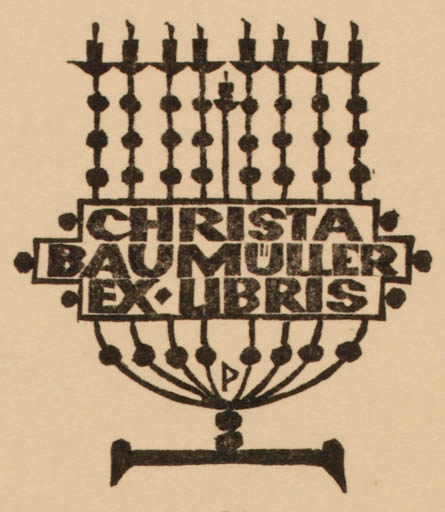 Exlibris by Ottmar Premstaller from Austria for Christa Baumüller - 