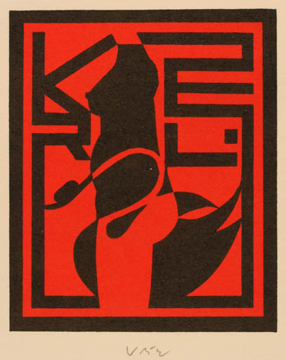 Exlibris by Axel Vater from Germany for Klaus Rödel - Erotica Leda and the Swan 