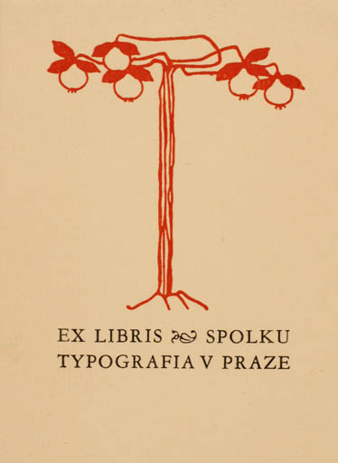 Exlibris by Rud. Hala from Czech Republic for ? Spolka Typografia v Praze - Flora Fruit Tree 