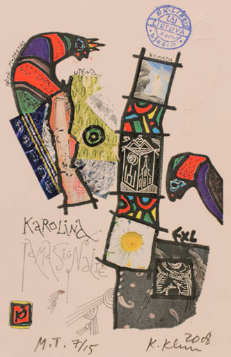 Exlibris by Klemensas Kupriunas from Lithuania for Karolina Tamošiunaite - Abstract 