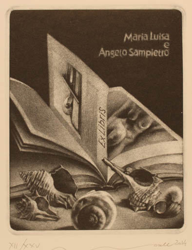 Exlibris by Ivo Mosele from Italy for Maria Luisa & Angelo Sampietro - Book Fauna 