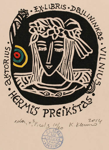 Exlibris by Klemensas Kupriunas from Lithuania for Hermis Preikštas - Portrait 