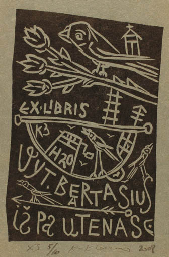 Exlibris by Klemensas Kupriunas from Lithuania for Vyt. Bertasius - Abstract 