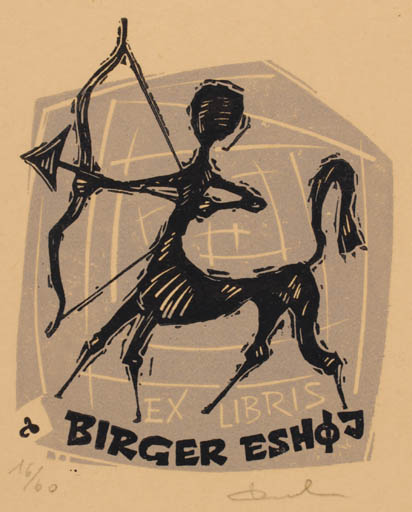 Exlibris by Zbigniew Dolatowski from Poland for Birger Eshøj - Fable Animal 