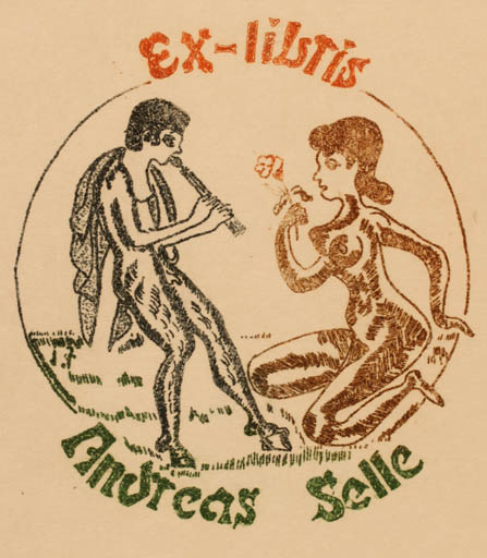 Exlibris by Illi Franz from Romania for Andreas Selle - Mythology Pan/Faun 