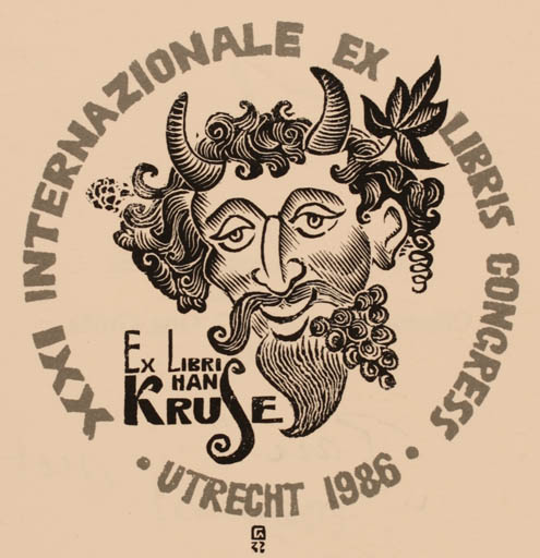 Exlibris by Leonid Gorban from Ukraine for Hans Kruse - Exlibris Congress Mythology Pan/Faun 