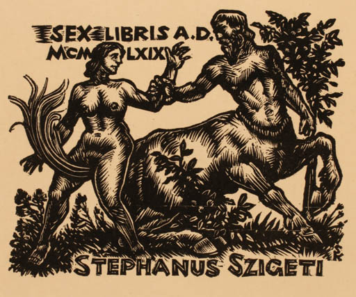 Exlibris by Karoly Sterbenz from Hungary for Istvàn Szigeti - Mythology 