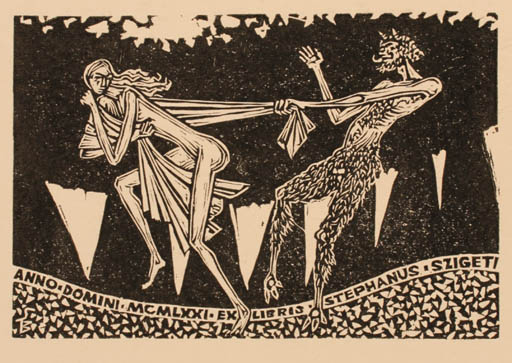 Exlibris by Bèla Stettner from Hungary for Istvàn Szigeti - Mythology Pan/Faun 