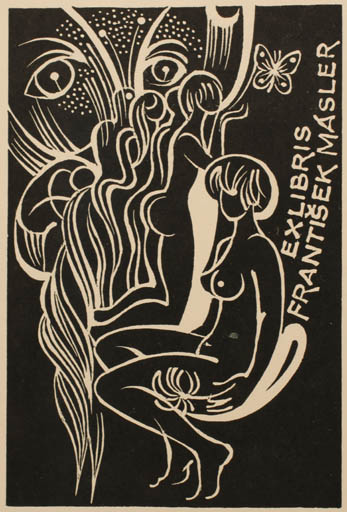 Exlibris by Dusan Janousek from Czech Republic for Frantisek Masler - Group Nude Woman 