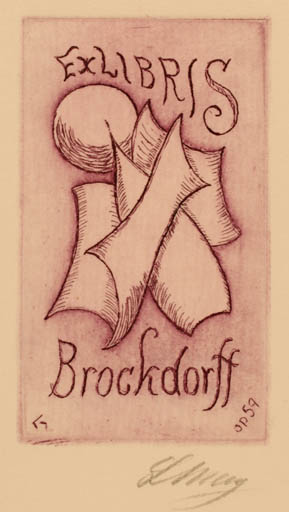 Exlibris by Lorentz May from Denmark for Jörgen Brockdorff-Nielsen - Abstract 