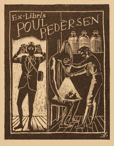 Exlibris by Thomas Arnel from Denmark for Poul Pedersen - Surrealism 