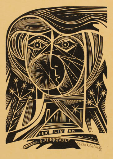 Exlibris by Frantisek Belohlavek from Czechoslovakia for Ruda Klinkovsky - Surrealism 