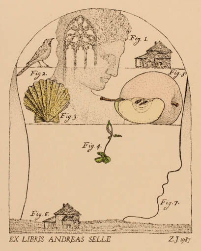 Exlibris by Zbigniew Janeczek from Poland for Andreas Selle - Surrealism 