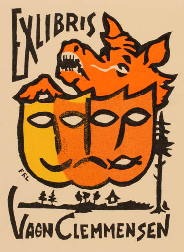 Exlibris by Flemming Rud Larsen from Denmark for Vagn Åge Clemmensen - Surrealism 