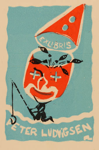 Exlibris by Finn Ludvigsen from Denmark for Peter Ludvigsen - Surrealism 