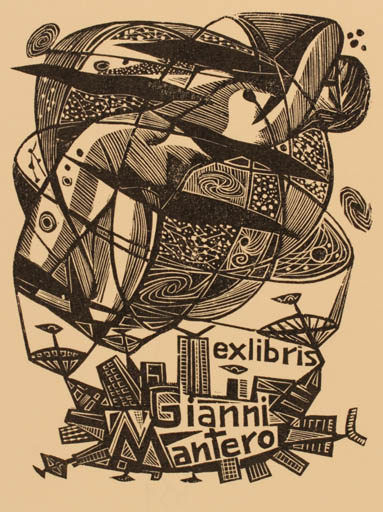 Exlibris by Jaroslav Lukavsky from Czech Republic for Gianni Mantero - Abstract 