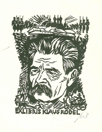 Exlibris by Ullrich Bewersdorff from Germany for Klaus Rödel - Literature Man Portrait 