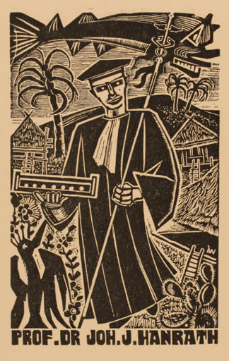 Exlibris by Cor de Wolff from Netherland for Dr. Joh.J Hanrath - Man Surrealism 