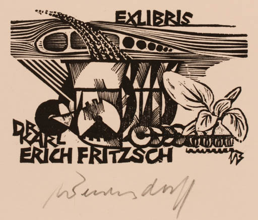 Exlibris by Ullrich Bewersdorff from Germany for Dr.Karl Erich Fritzsch - Abstract 