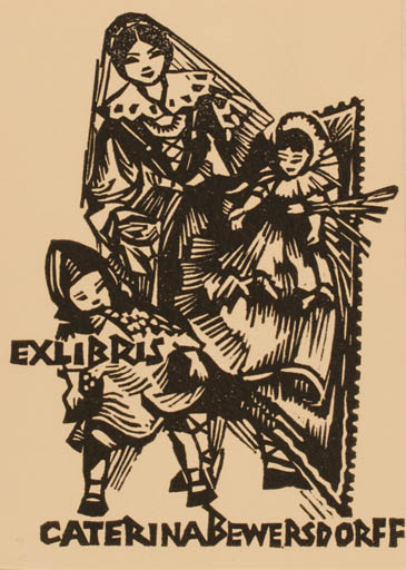 Exlibris by Ullrich Bewersdorff from Germany for Caterina Bewersdorff - Child Woman 