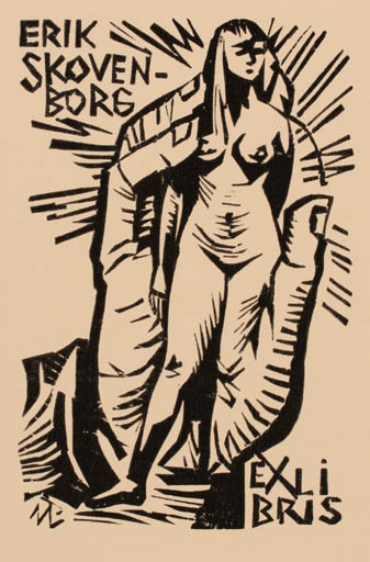 Exlibris by Ullrich Bewersdorff from Germany for Erik Skovenborg - Hand(s) Woman Nude 