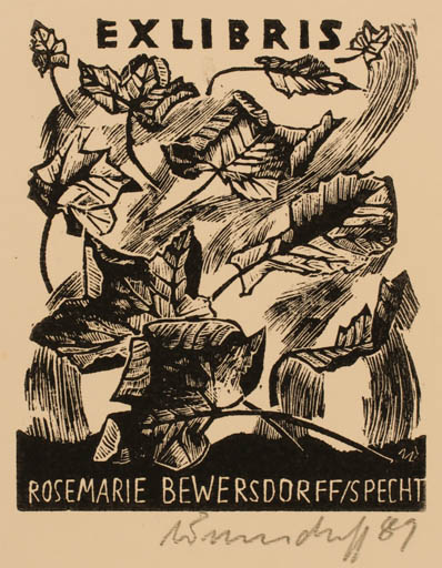 Exlibris by Ullrich Bewersdorff from Germany for Rosemarie Bewersdorff - Flora 