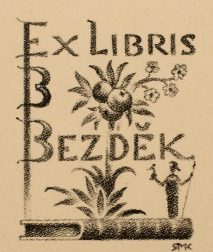 Exlibris by Ruda Kubicek from Czech Republic for B. Bezdek - Book Fruit 