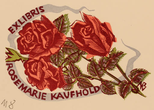 Exlibris by Ullrich Bewersdorff from Germany for RoseMarie Kaufhold - Flower 