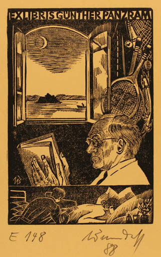 Exlibris by Ullrich Bewersdorff from Germany for Günter Panzram - Literature Pegasus 