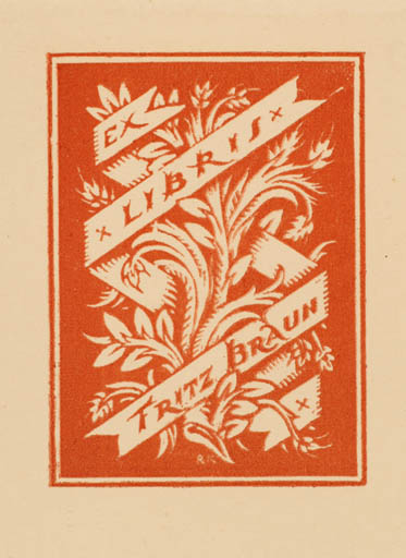 Exlibris by Ruda Kubicek from Czech Republic for Fritz Braun - Flower Flora 