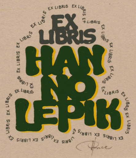 Exlibris by Hannu Paalasmaa from Finland for Hanno Lepik - Text/Writing 