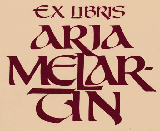 Exlibris by Hannu Paalasmaa from Finland for Aria Melartin - Text/Writing 