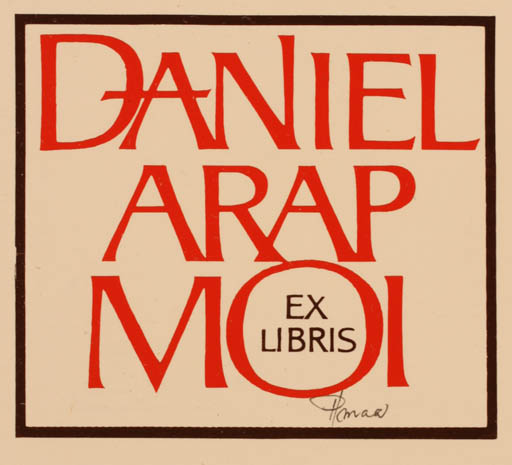 Exlibris by Hannu Paalasmaa from Finland for Daniel Arap Moi - Text/Writing 