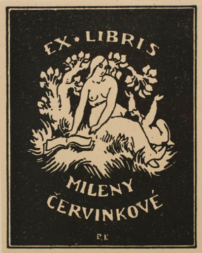 Exlibris by Ruda Kubicek from Czech Republic for Mileny Cervinkove - Book Woman 