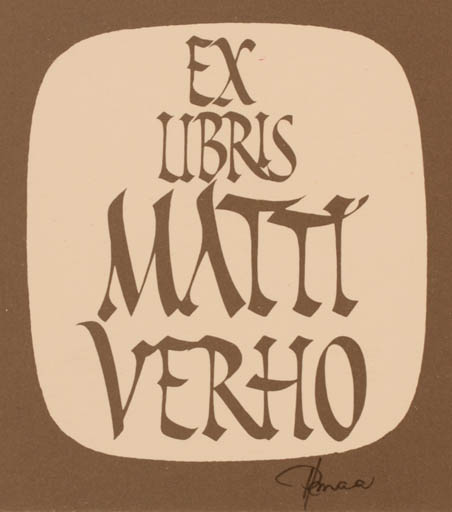 Exlibris by Hannu Paalasmaa from Finland for Matti Verho - Text/Writing 