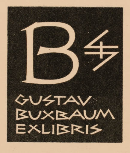 Exlibris by Roland Roveda from Austria for Gustav Buxbaum - Text/Writing 