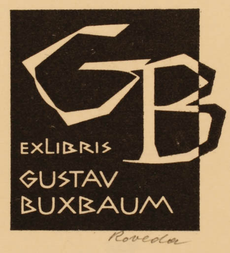 Exlibris by Roland Roveda from Austria for Gustav Buxbaum - Text/Writing 