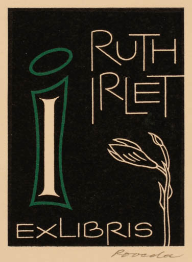 Exlibris by Roland Roveda from Austria for Ruth Irlet - Text/Writing 